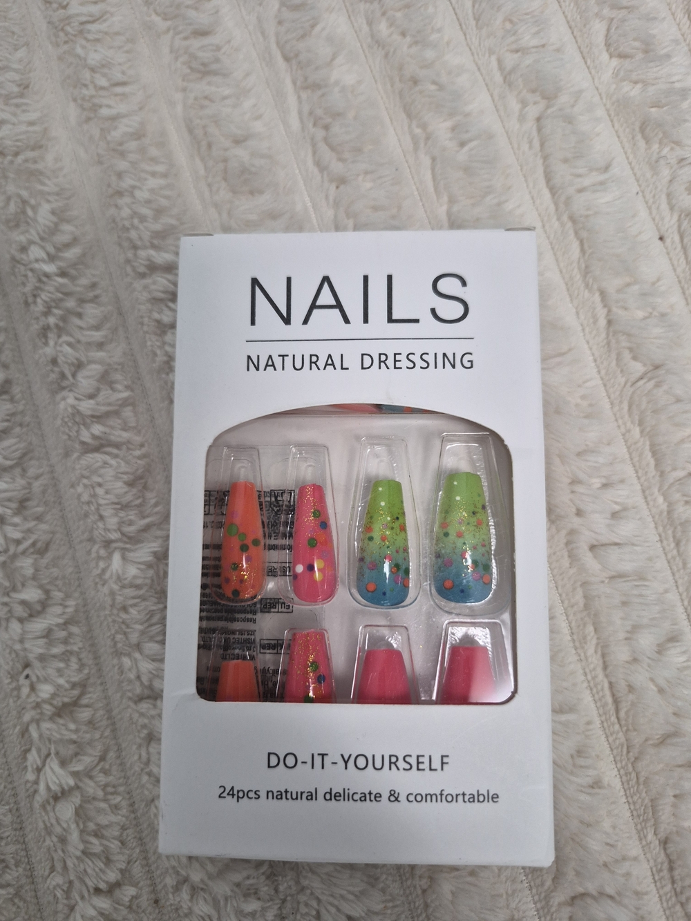 Nails Natural Dressing Colorful Glitter Press-On Set